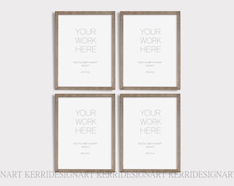 Wood Frame Mockup Set – 3:4 Ratio, Wall Art Display (Digital Download)
