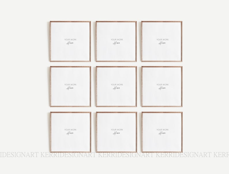 9-square Frame Mockup, Wood Square Poster Mockup (digital Download) - Etsy