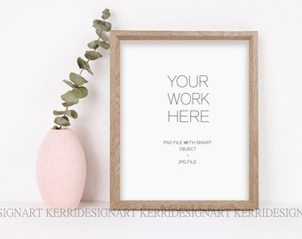4:5 madera foto marco mockup - marco rústico mockup - pared arte mockup - simple marco mockup - fotografia mockup