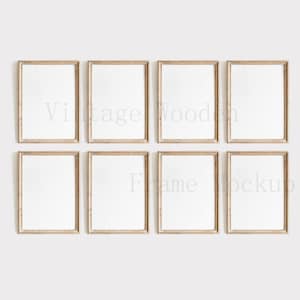 Conjunto de maquetas de marcos de madera – Exhibidor de arte mural de 5x7 (Descarga digital)