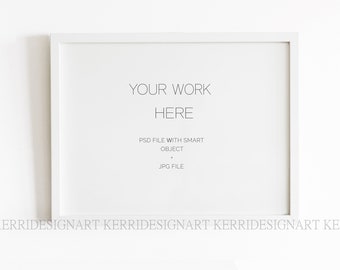 Rustic White Wood Frame Mockup – Wall Art Display (PSD, JPEG)