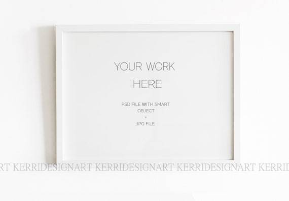 Rustic White Wood Frame Mockup – Wall Art Display (PSD, JPEG)