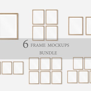 6 Frame Mockups Bundel/Moderne Digitale Mockup /3X4 Minimalistische Hout Ingelijste Kunst Display/Simple Vertical Frame Template/JPG PSD Smart Object