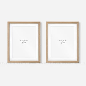 2 Wood Frame Mockup - Modern Digital Mockup - 3X4 Minimalistische Wood Framed Art Display - Simple Vertical Frame Template - JPG PSD Smart Object