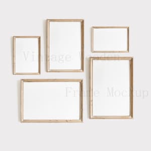 Conjunto de maquetas de marcos de madera vintage – Exhibición de arte mural (PSD, JPEG)