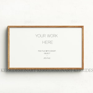 16X9 Frame TV Art Frame Mockup ，Horizontal Mockup Frame, Frame TV Mockup Frame, Digital Art Mockup Frame, Wood Digital Art Frame Mockup，Oak.