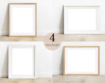 Pacote de Mockups de Molduras de Madeira Branca – Mockup de Arte de Parede Estilizada (Download Digital)