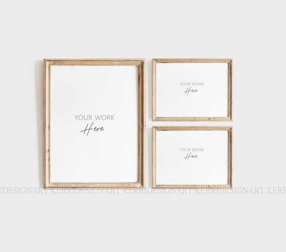 Wood Frame Mockup Set of 3/3:4  Wooden Frame Mockup - Mock Up Wall Art - Styled Frame Mock up - Instant Download Mockup -