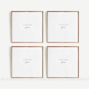 4-Square picture frame mockup, Square poster mockup,Square frame digital, Digital square frame, Square photo frame mockup, Wood square frame