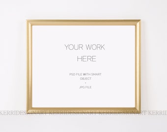 Gold Frame Mockup, Styled Wall Art Photography (PSD, JPEG)