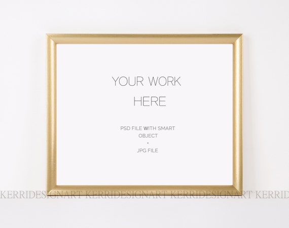 Gold Frame Mockup, Styled Wall Art Photography (PSD, JPEG)