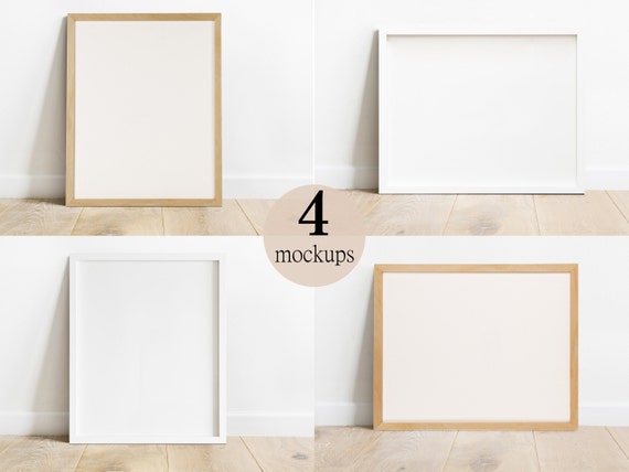 Frame Mockup Bundle - White Wood Frame Mockup-  Mock Up Wall Art - Styled Frame Mock up - Instant Download Mockup - 8X10"