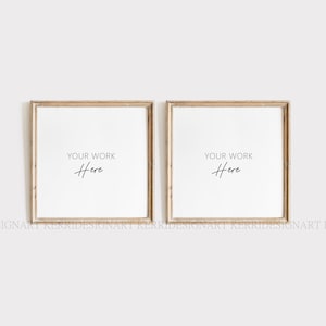 2-Square picture frame mockup, Square poster mockup,Square frame digital, Digital square frame, Square photo frame mockup, Wood square frame