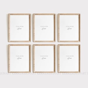 Wood Frame Mockup Set of 6/3:4  Wooden Frame Mockup - Mock Up Wall Art - Styled Frame Mock up - Instant Download Mockup -