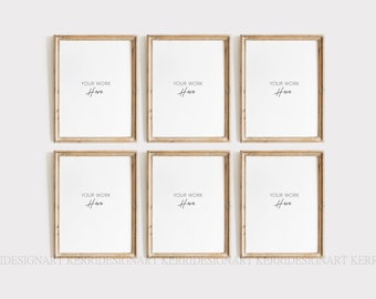 Wood Frame Mockup Set of 6/3:4  Wooden Frame Mockup - Mock Up Wall Art - Styled Frame Mock up - Instant Download Mockup -