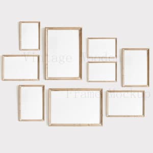 Conjunto de maquetas de marcos de madera vintage – Maqueta de arte mural estilizado (Descarga digital)