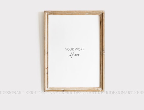 5x7 Wood Frame Mockup, Rustic Wall Art Display (PSD, JPEG)