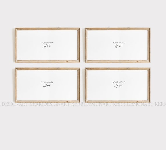 2:1 Frame TV Art Frame Mockup ，Frame Mockup VINTAGE,  Set Of 4 TV Frame Mockup , Digital Art Mockup Frame, Wood Digital Art Frame Mockup