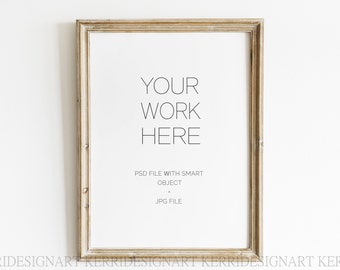 3:4 Wooden Frame Mockup – Styled Wall Art Mockup (PSD, JPEG)
