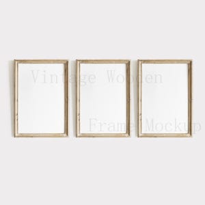 Maqueta de 3 marcos de madera viejos de color gris - Maqueta de arte de pared - Maqueta de marco estilizado - Maqueta de descarga instantánea - 6 X 4&quot;