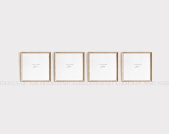 Square Wood Frame Mockup, Minimalist Art Display (JPEG, PSD)