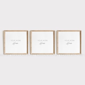 3-Square picture frame mockup, Square poster mockup,Square frame digital, Digital square frame, Square photo frame mockup, Wood square frame