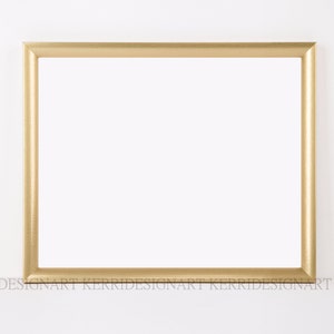 K&ouml;nnte beinhalten: Ein rechteckiger goldener Bilderrahmen mit wei&szlig;em Innenraum. Der Rahmen hat ein schlichtes, elegantes Design mit matter Oberfl&auml;che. Der Rahmen ist leer und bereit, ein Foto oder Kunstwerk zu pr&auml;sentieren.