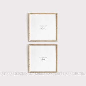 2-Square picture frame mockup, Square poster mockup,Square frame digital, Digital square frame, Square photo frame mockup, Wood square frame