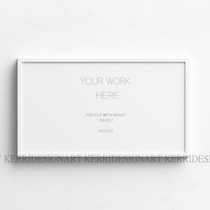 16x9 Weißer Rahmen TV Art Frame Mockup Horizontal Mockup Rahmen, Rahmen TV Mockup Rahmen, Digital Art Mockup Rahmen, Holz Digital Art Frame Mockup