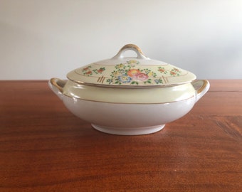 Vintage Sugar Bowl - Floral with Gold Trim- Made in Japan