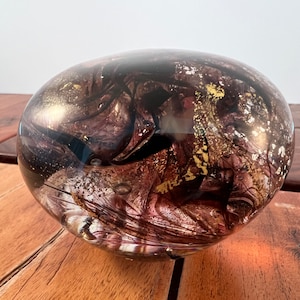Gold and Purple Galaxy Paperweight - Sign and Dated 2000