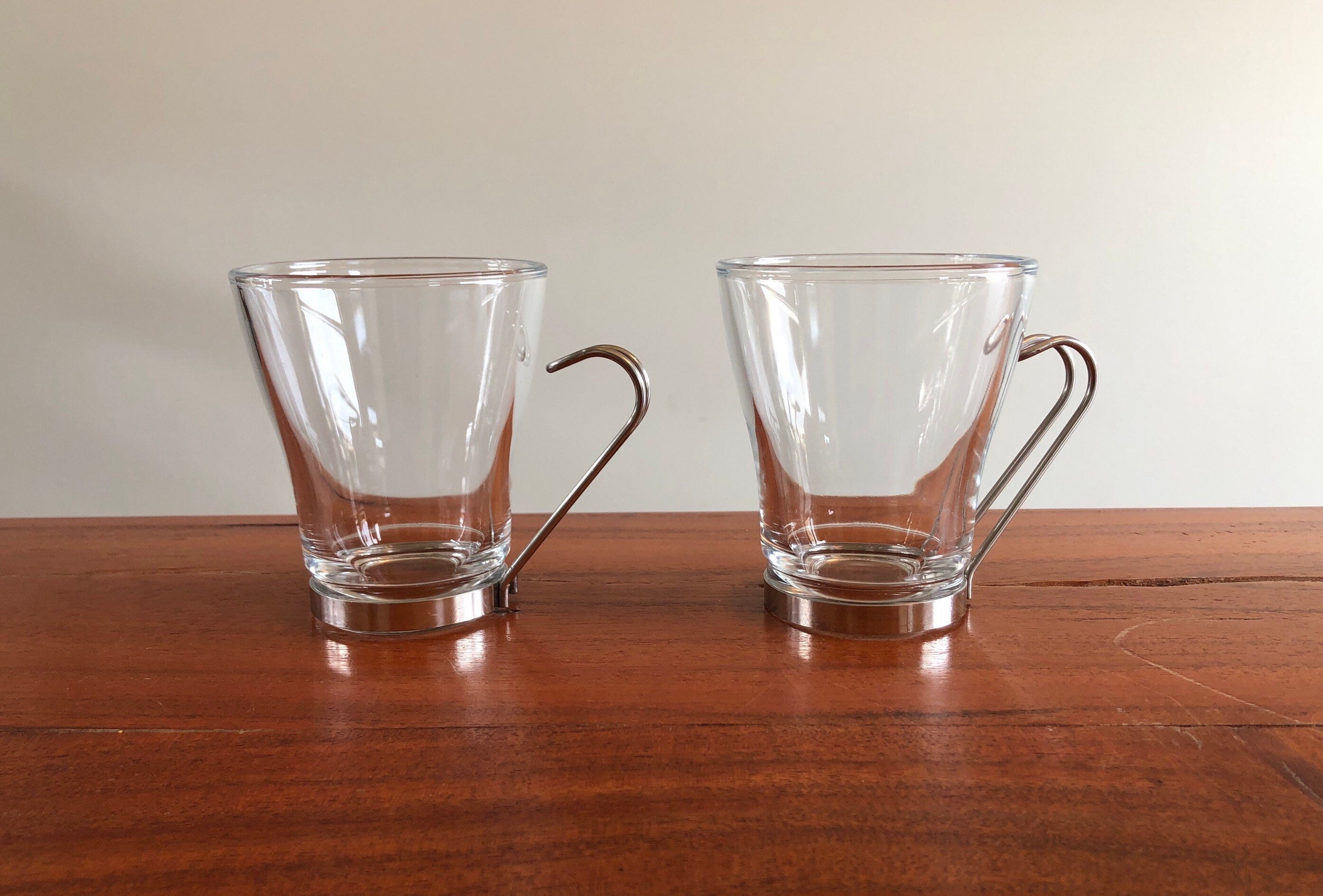 Belle Glass Espresso Cups with Saucer Set - 3.5 oz - Set of 2, 3.5