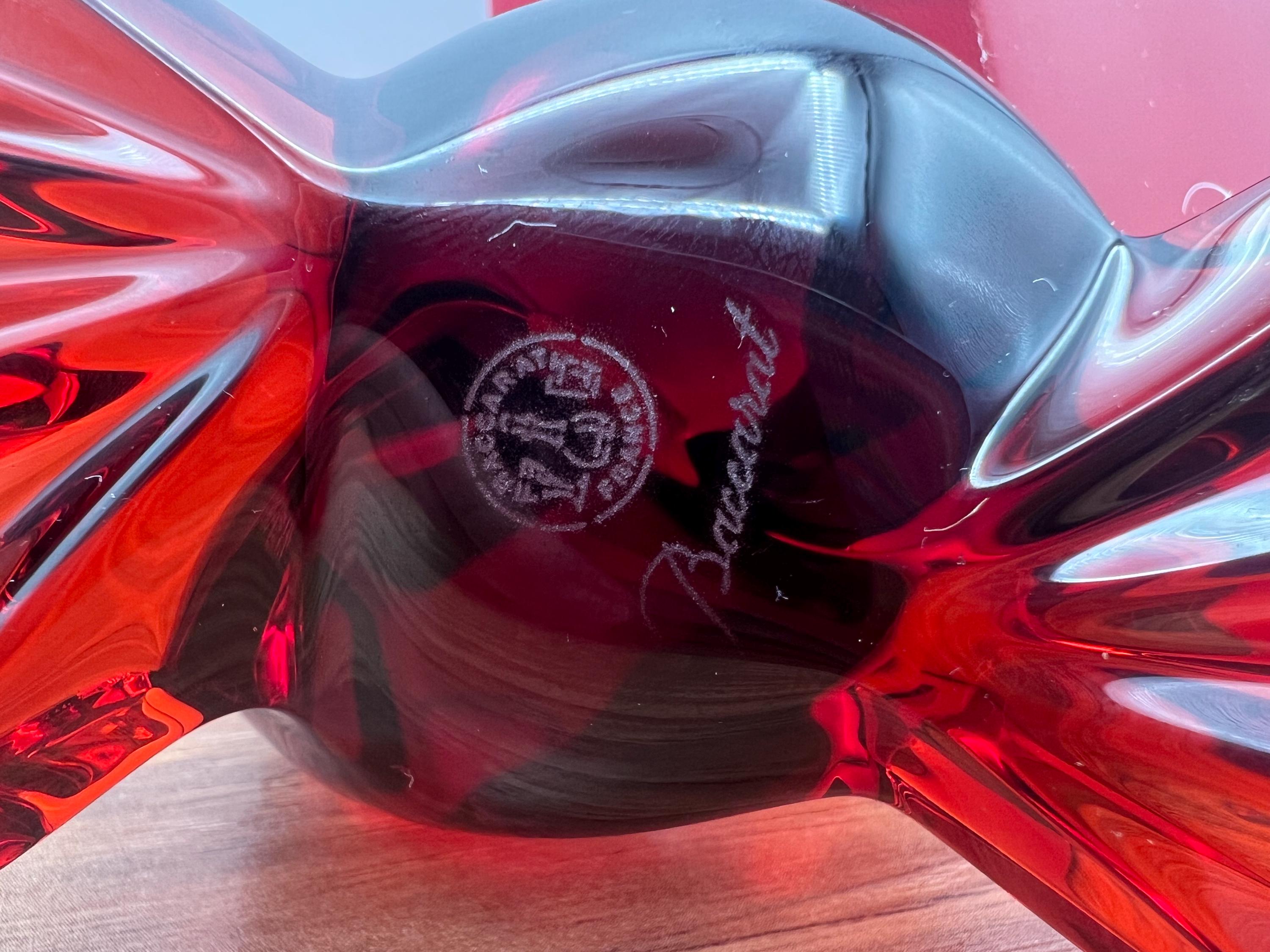 Baccarat Ruby Red Crystal Doves Paperweight - St. Valentin