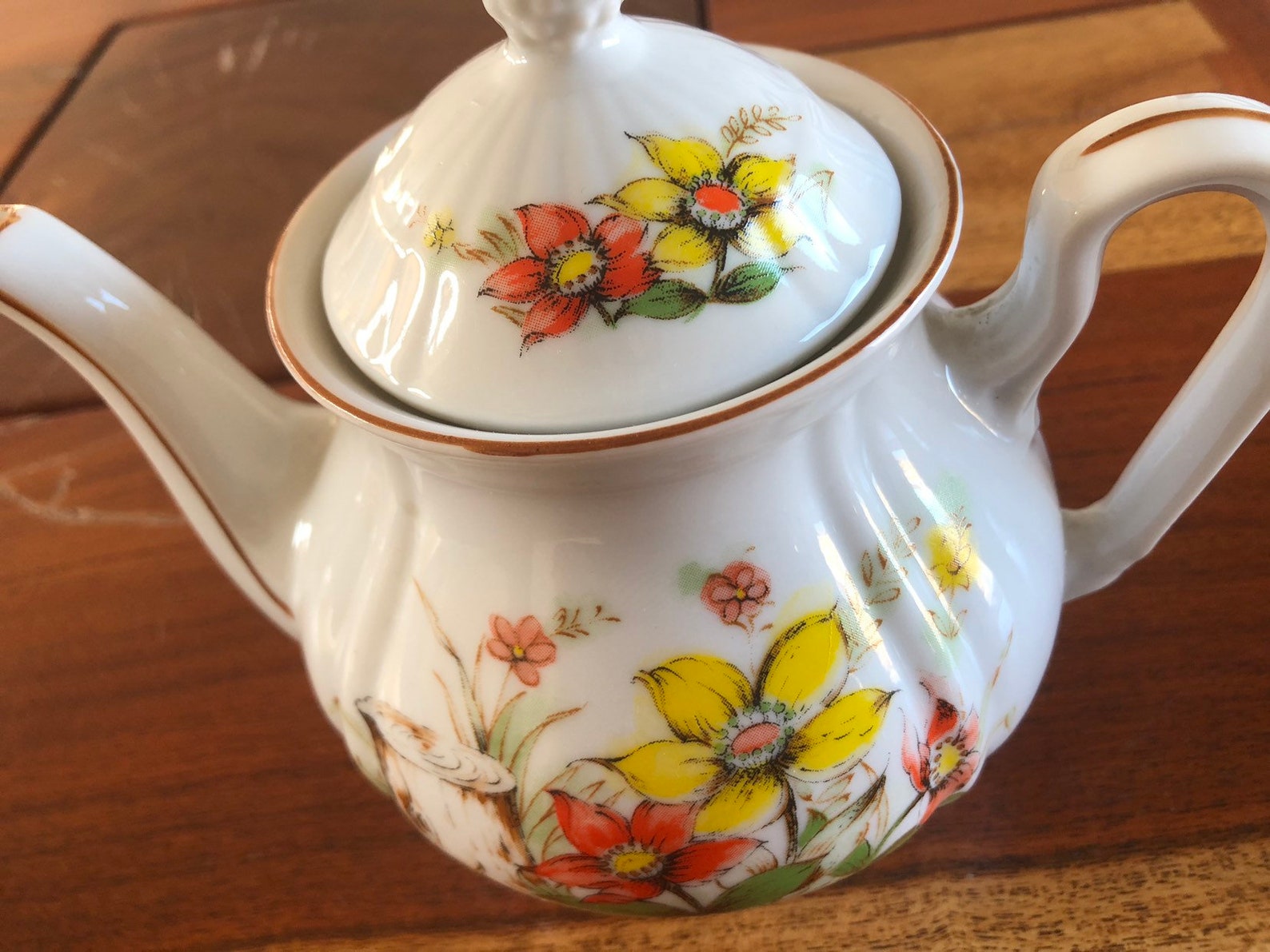 Vintage Small White Teapot Wild Floral Design Made in Japan 24 Oz Etsy