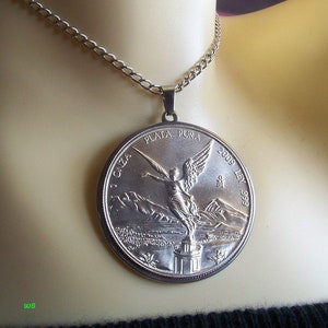 Silver Pendant, Mexico, Libertad - Goddess of Victory. 999 silver on stainless steel.