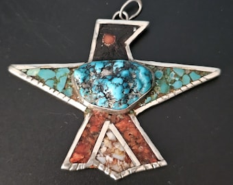 Vintage Thunderbird Native Pendent Old Pawn Sterling # JPN 133