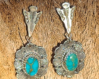Great Old Pawn Turquoise and Arrow Dangle Earrings