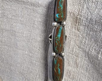 Long Ricky Marinez Royston Turquoise Vintage Ring Size 8 JR 649
