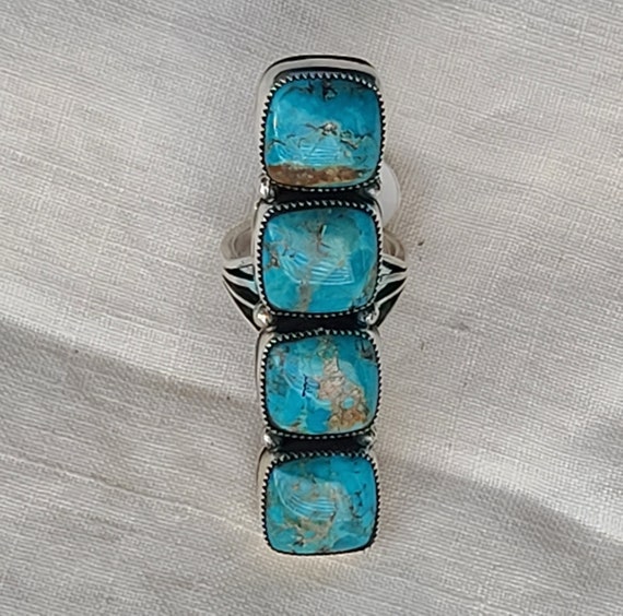 Dramatic Bisbee Statement Ring 4 Large Stones Nat… - image 2