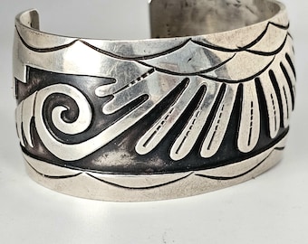 Hopi J. Tom Vintage Cuff Sterling Old Pawn fits 7" wrist. JB 12