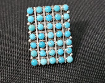 Zuni Snakeye Blue Turquoise Silver Ring Vintage Sterling Old Pawn Size 6 1/2 JR 799