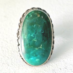 Big Green Turquoise Vintage Ring Old Pawn Size 10 JR 233