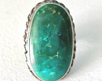 Big Green Turquoise Vintage Ring Old Pawn Size 10 JR 233