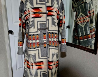 Vintage Pendleton Aztec Long Coat Duster Medium size #C 45