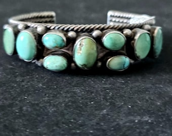 Zuni Butterfly Design Turquoise Sterling Silver Cuff Bracelet 6 1/2" wrist JB 255