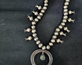 1920s Coin Silver Squash Blossom Necklace Old Pawn  JN 691