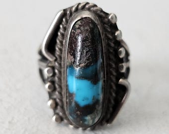 Bisbee Turquoise Vintage Native Ring Old Pawn Size 6 1/2 JR 175