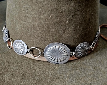 Vintage Concho Sterling Hatband Old Pawn. JH 152