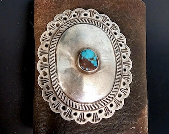 Vintage Silver Turquoise & Leather Ketoh or Bowguard Native Old Pawn fits any wrist. JB 186