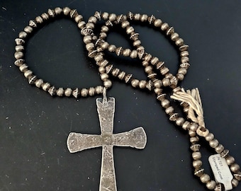 1930s Cross Necklace Old Pawn Sterling.  JN 721